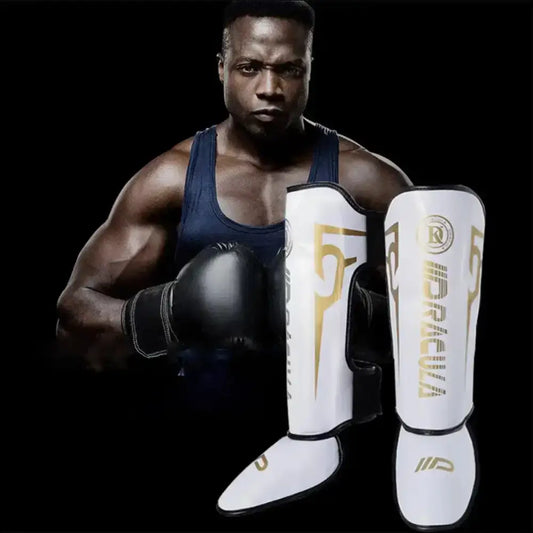 PU Leather Shin Guards & Ankle Protectors for MMA & Muay Thai