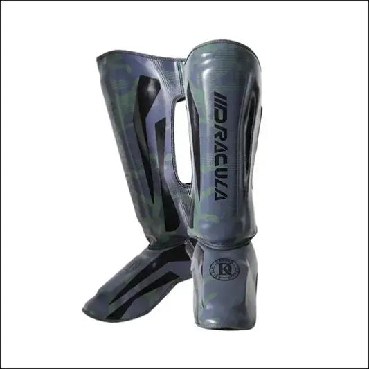 PU Leather Shin Guards & Ankle Protectors for MMA & Muay Thai - Dark night green / S