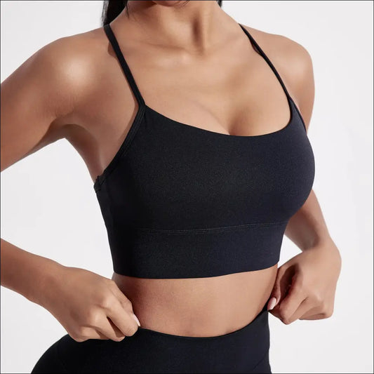 Solid Color High-Strength Sports Bra with Chest Pad