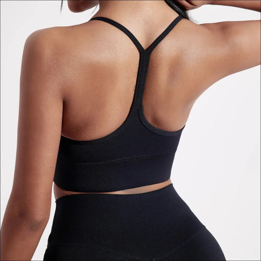 Solid Color High-Strength Sports Bra with Chest Pad - black / S