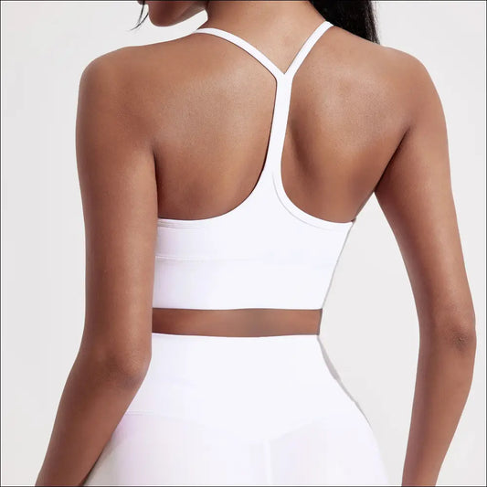 Solid Color High-Strength Sports Bra with Chest Pad - white / S