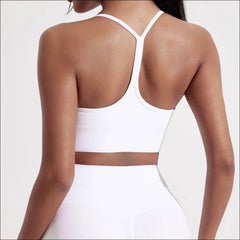 Solid Color High-Strength Sports Bra with Chest Pad - white / S