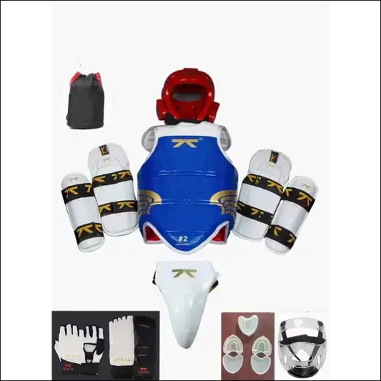 Taekwondo Protectors Suite - Helmet Chest Shin Arm Guards for Kids - 5-Piece - Male 9pcs set / SIZE 1 110-130cm - Kids