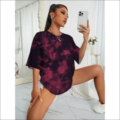 Tie-Dye Round Neck T-Shirt – Casual Sports Top for Women