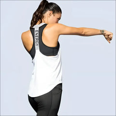 Women’s Black Sleeveless Gym Top – Backless Fitness Shirt