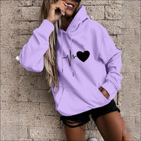 Women’s Fun Print Hooded Sweatshirt – Casual & Comfortable Design - PURPLE / S