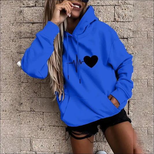 Women’s Fun Print Hooded Sweatshirt – Casual & Comfortable Design - Blue / S