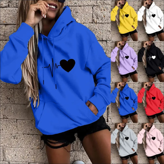 Women’s Fun Print Hooded Sweatshirt – Casual & Comfortable Design