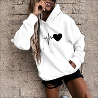 Women’s Fun Print Hooded Sweatshirt – Casual & Comfortable Design - WHITE / S