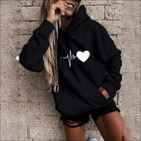 Women’s Fun Print Hooded Sweatshirt – Casual & Comfortable Design - black / S