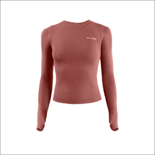 Women’s Long Sleeve Yoga Top – Breathable & Quick-Dry Design - Caramel / S