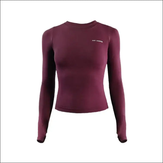 Women’s Long Sleeve Yoga Top – Breathable & Quick-Dry Design - Red / S