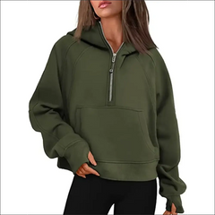 Women’s Scuba Half-Zip Hooded Sweatshirt – Warm & Stylish Design