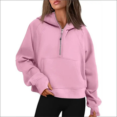 Women’s Scuba Half-Zip Hooded Sweatshirt – Warm & Stylish Design