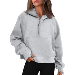 Women’s Scuba Half-Zip Hooded Sweatshirt – Warm & Stylish Design