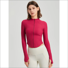 Women’s Slim Fit Zipper Sports Jacket – Long-Sleeved Fitness Top