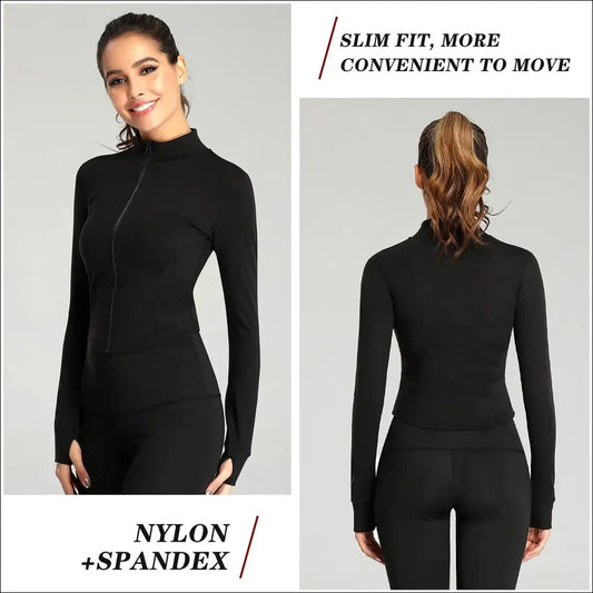Women’s Tracksuit Jacket – Slim-Fit Long-Sleeved Fitness Coat