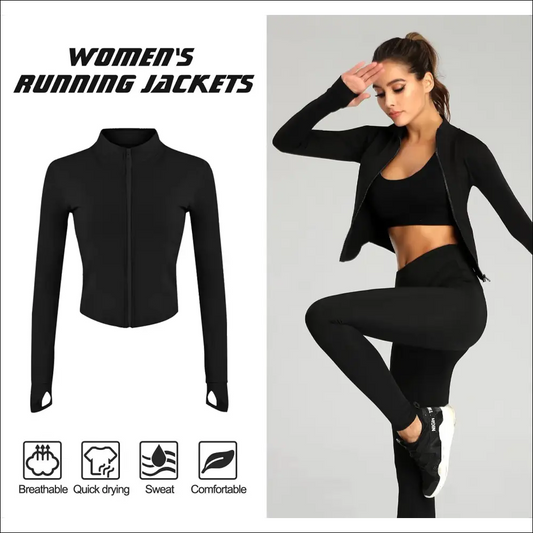 Women’s Tracksuit Jacket – Slim-Fit Long-Sleeved Fitness Coat