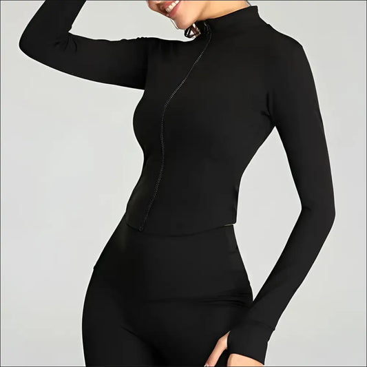 Women’s Tracksuit Jacket – Slim-Fit Long-Sleeved Fitness Coat