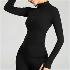 Women’s Tracksuit Jacket – Slim-Fit Long-Sleeved Fitness Coat