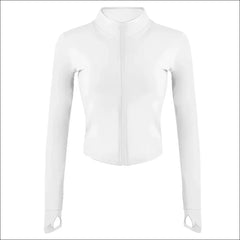 Women’s Tracksuit Jacket – Slim-Fit Long-Sleeved Fitness Coat - White / S